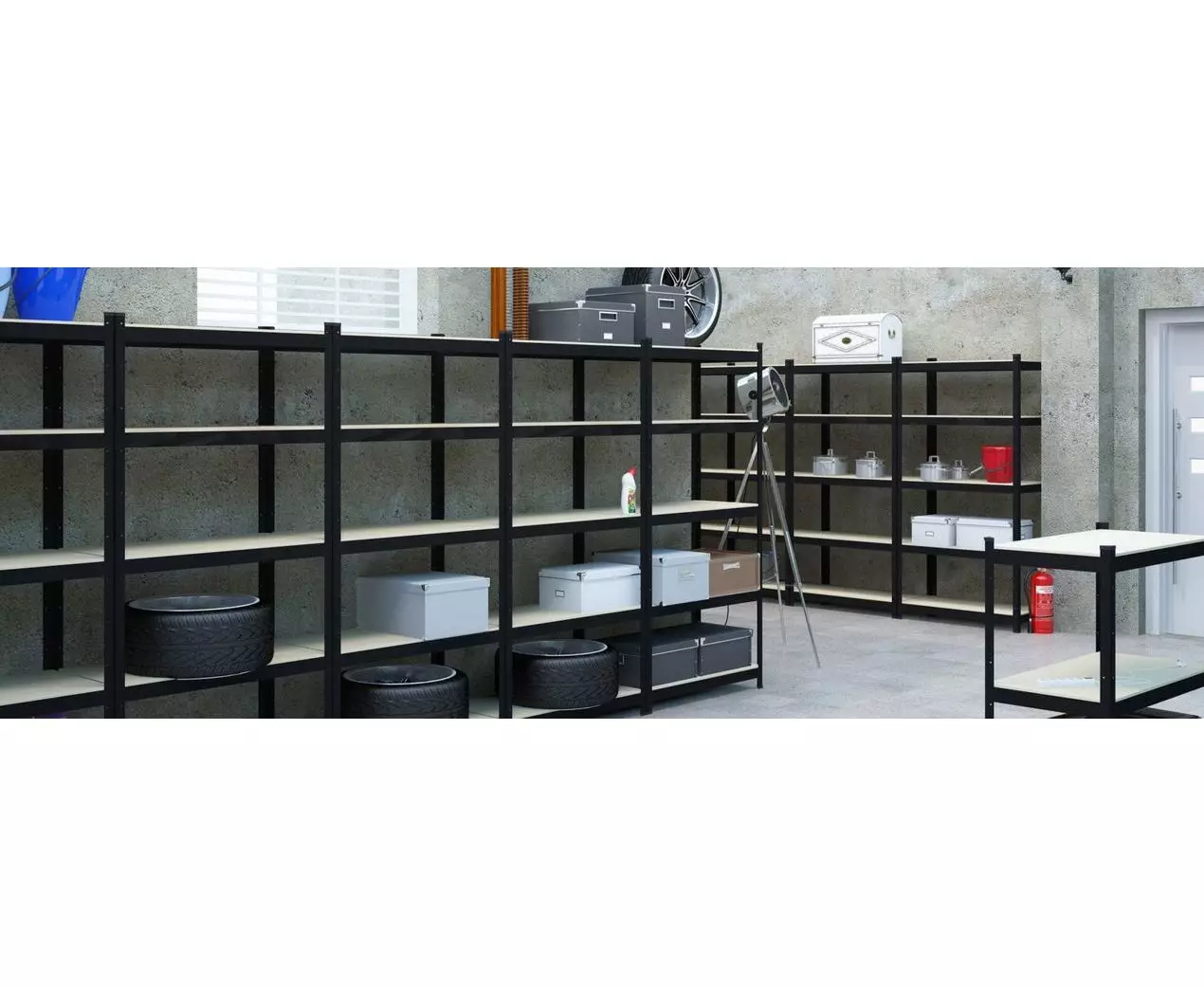 Raft metalic de depozitare Euro Raft Budget 1800x600x400 mm, 5 rafturi MDF, antracit [2]