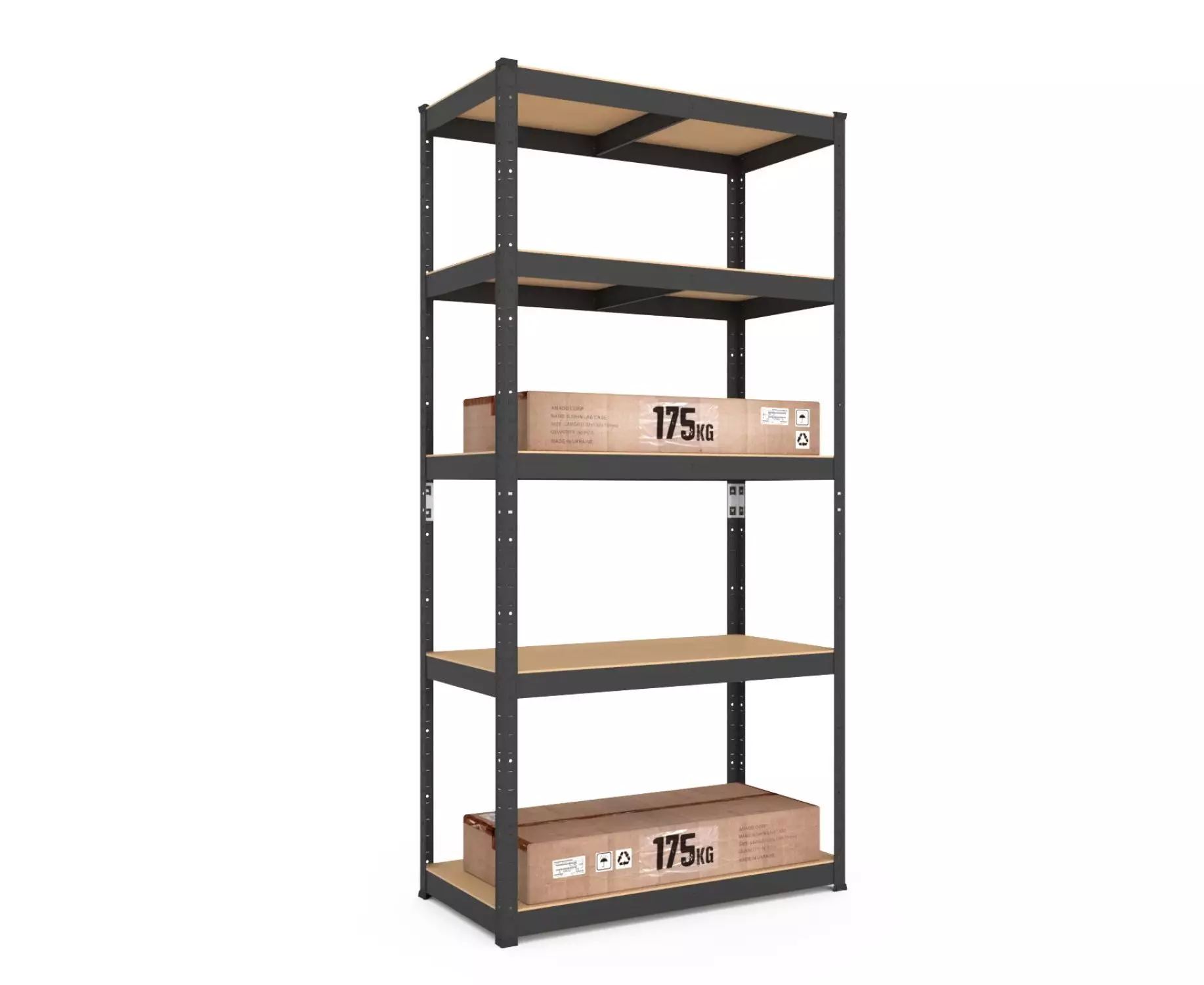 Raft metalic de depozitare Euro Raft Budget 1800x600x400 mm, 5 rafturi MDF, antracit [0]