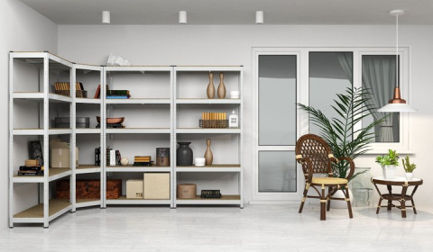 Raft metalic de depozitare Euro Raft Budget 2000x1000x450 mm, 5 rafturi MDF, galvanizat [9]