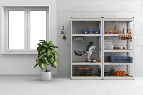 Raft metalic de depozitare Euro Raft Budget 2000x1000x450 mm, 5 rafturi MDF, galvanizat [7]