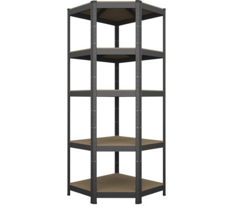 Rafturi pentru depozitare - Raft metalic de depozitare Euro Raft Budget colț 1800x900x400x705 mm, 5 rafturi MDF, antracit