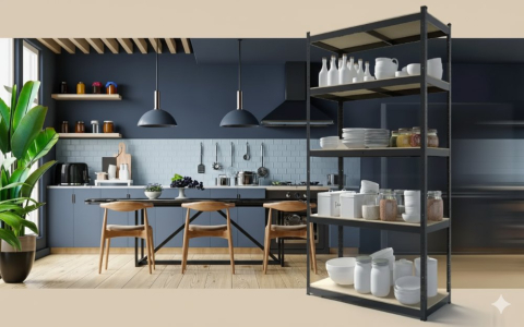 Raft metalic de depozitare Euro Raft Standard 1800x900x400 mm, 5 rafturi MDF, antracit [5]