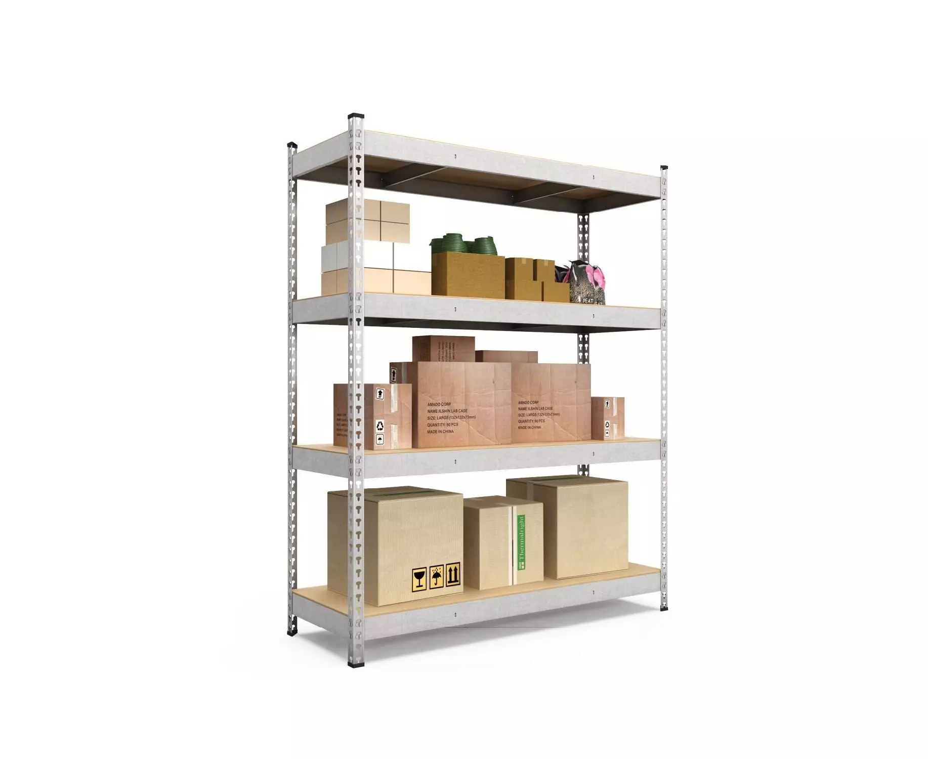 Raft metalic de depozitare Euro Raft Titan (1800x1200x600 mm, 4 rafturi PAL, Galvanizat) [1]