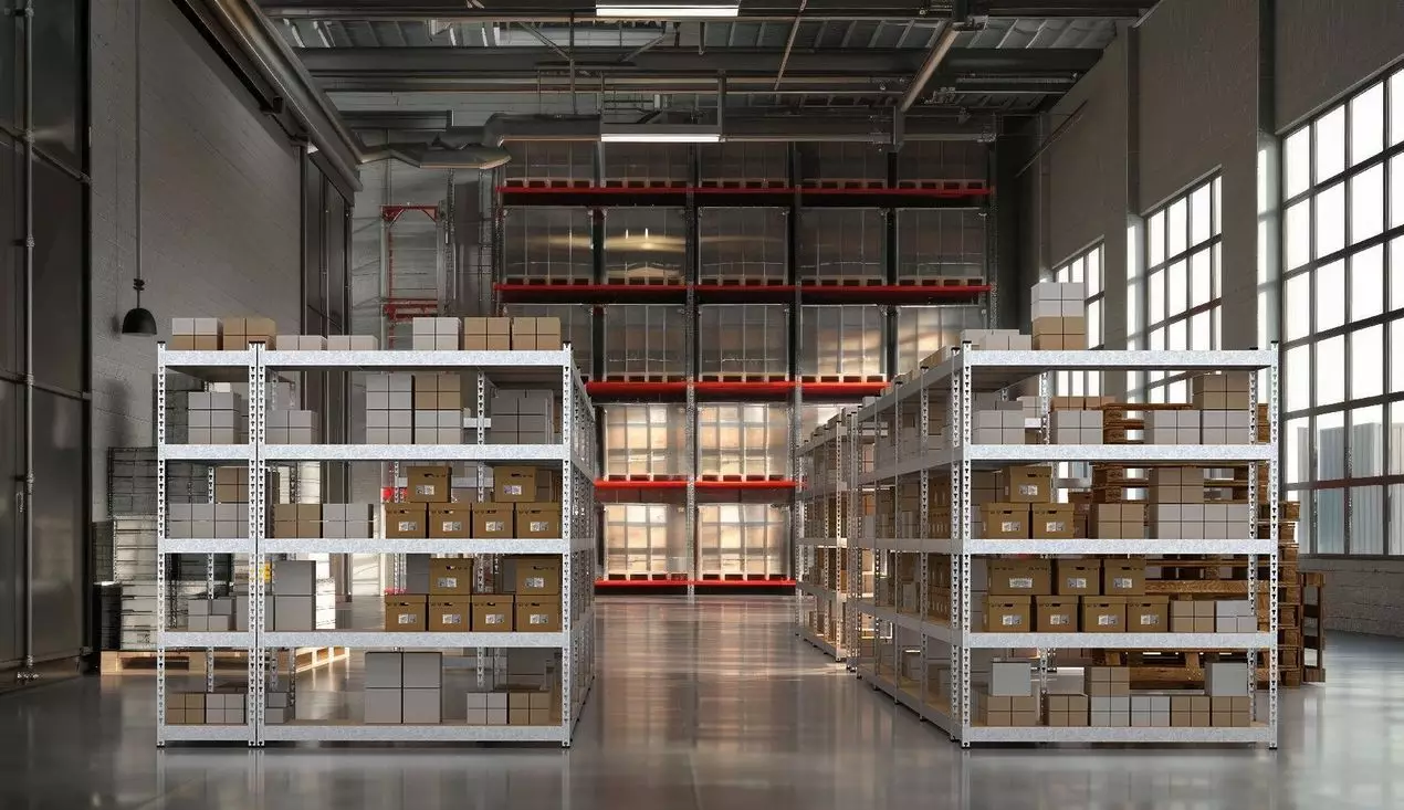 Raft metalic de depozitare EURO RAFT Titan, industrial, 2160x1200x800 mm, 5 rafturi MDF, galvanizat [4]