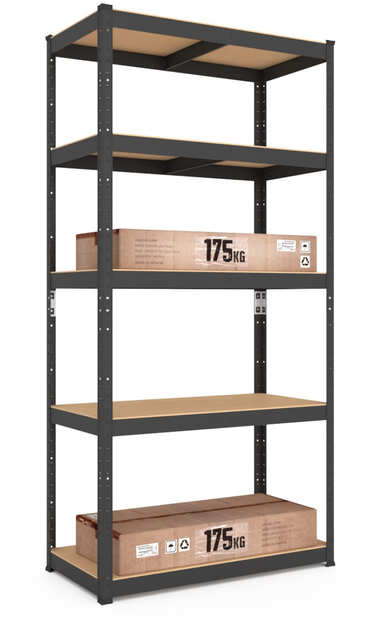 Raft metalic depozitare Nex Budget 1800x900x400 mm, 5 rafturi MDF, Antracit [1]