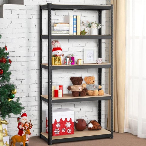 Металлический стеллаж для хранения Nex Budget, 5 полок из МДФ, 2000x1000x400 мм, антрацит [1]