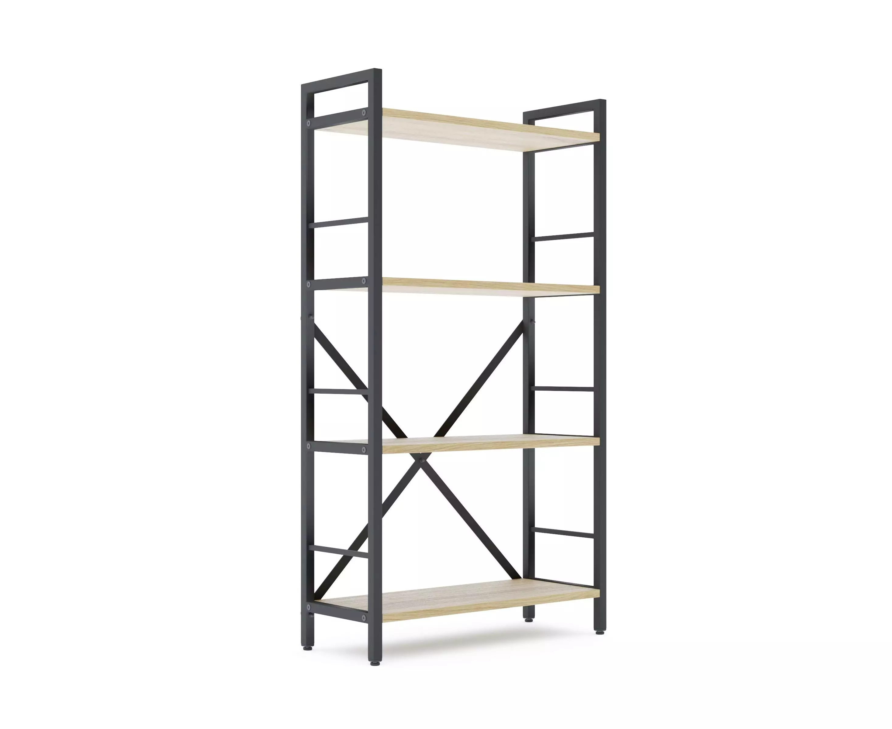 Rafturi pentru prosoape - Raft/Bibliotecă Nex Loft 1100x600x240 mm, 4 rafturi PAL, Anthracite/Oak Artisan – design compact și elegant pentru depozitare modernă