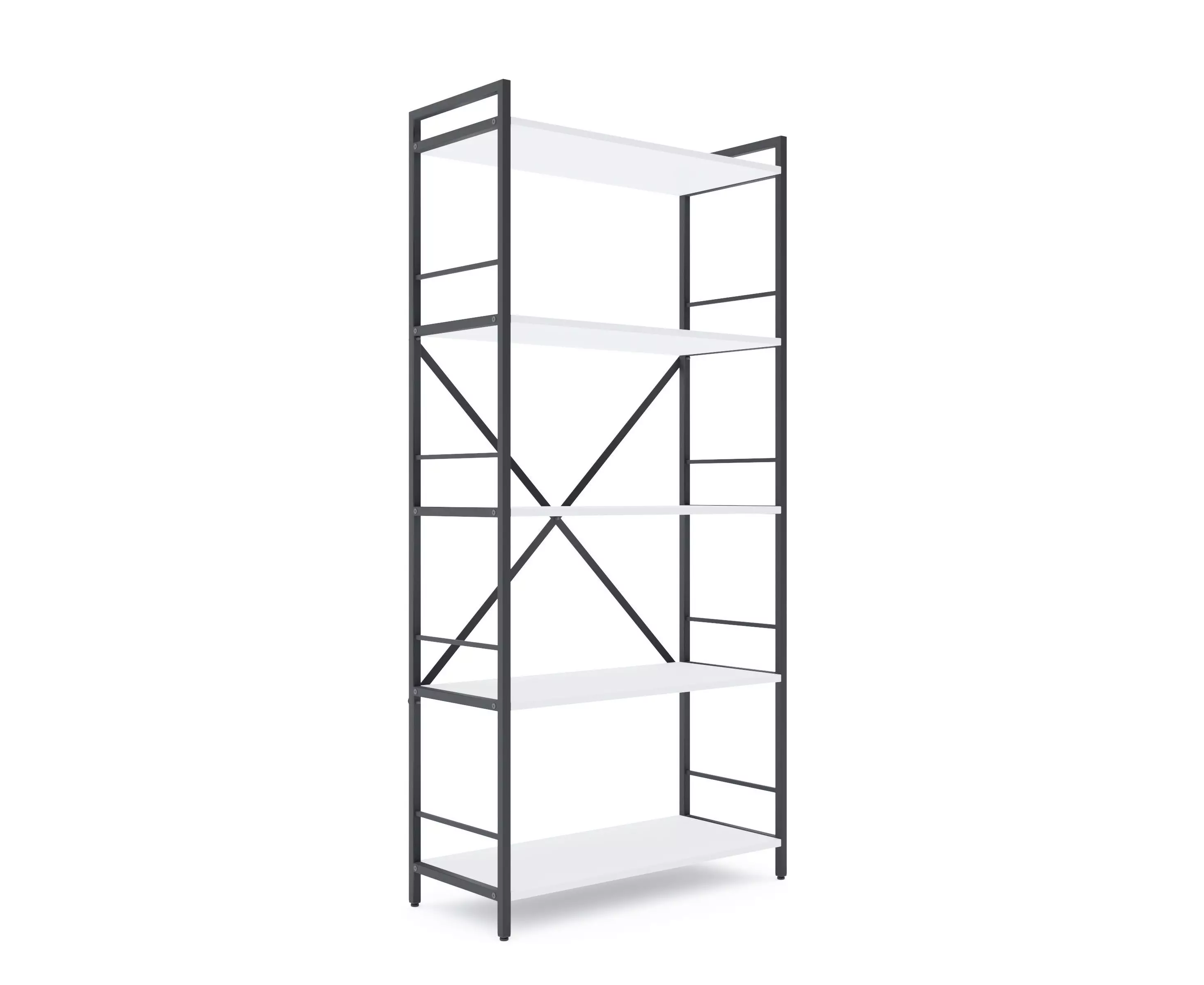 Rafturi pentru prosoape - Bibliotecă Nex Loft 1700x800x350 mm, 5 rafturi, PAL, Anthracite/White Snow – design modern și spațiu eficient