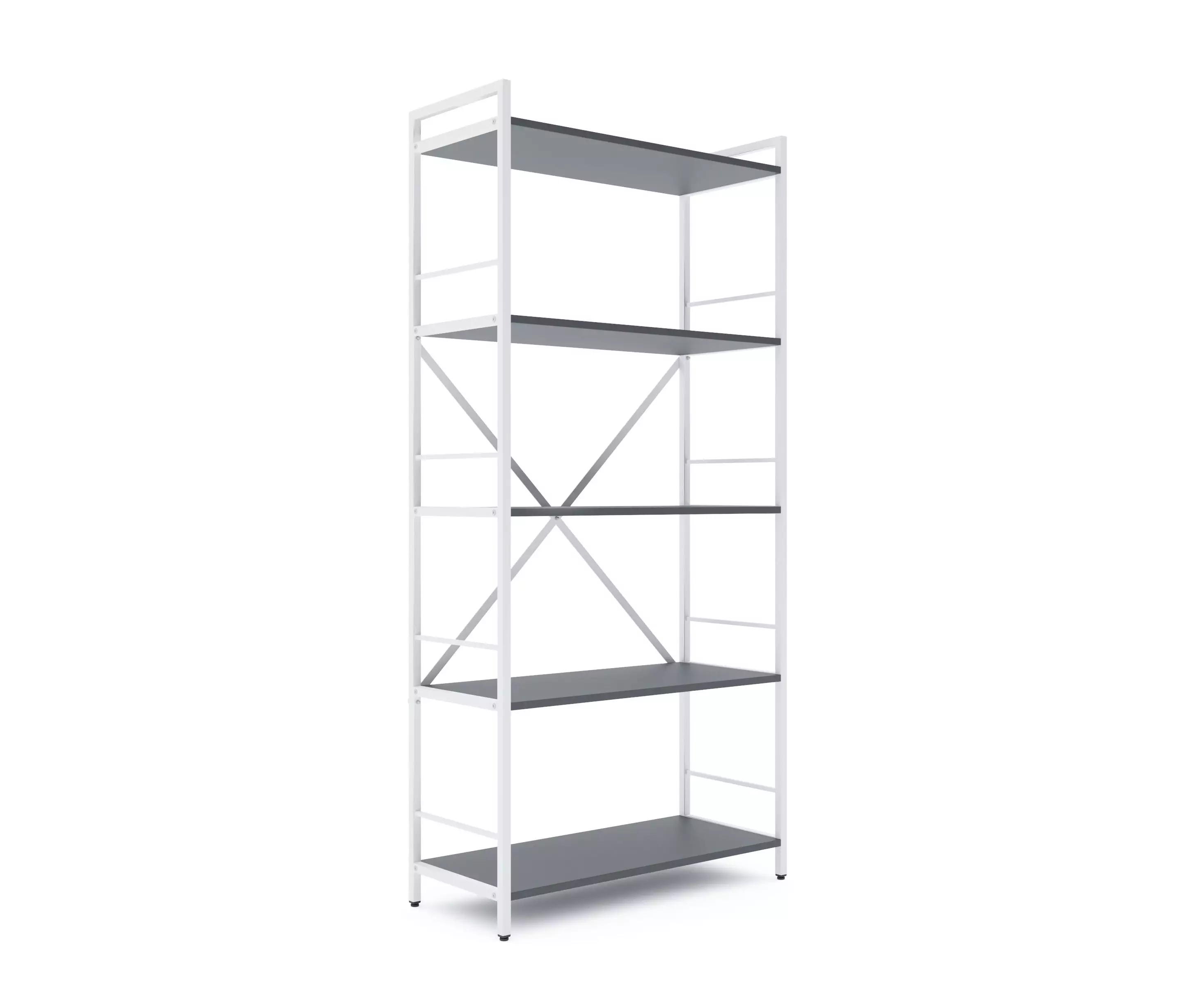 Rafturi pentru prosoape - Bibliotecă Nex Loft 1700x800x350 mm, 5 rafturi, PAL, White/Anthracite – design modern și funcționalitate maximă