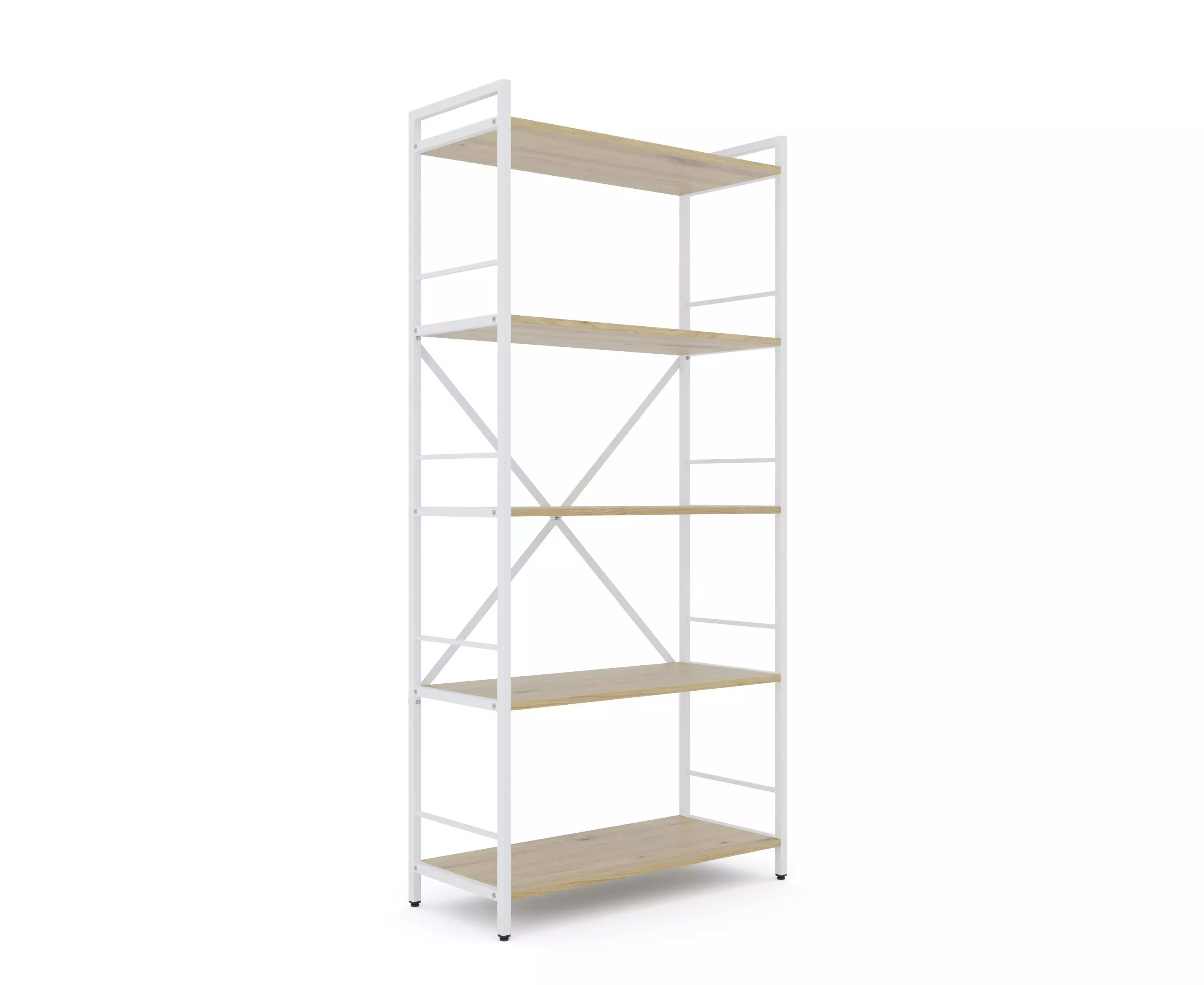 Rafturi pentru prosoape - Raft/Bibliotecă Nex Loft 1700x800x350 mm, 5 rafturi, PAL, White/Oak Artisan – combinație de eleganță și funcționalitate