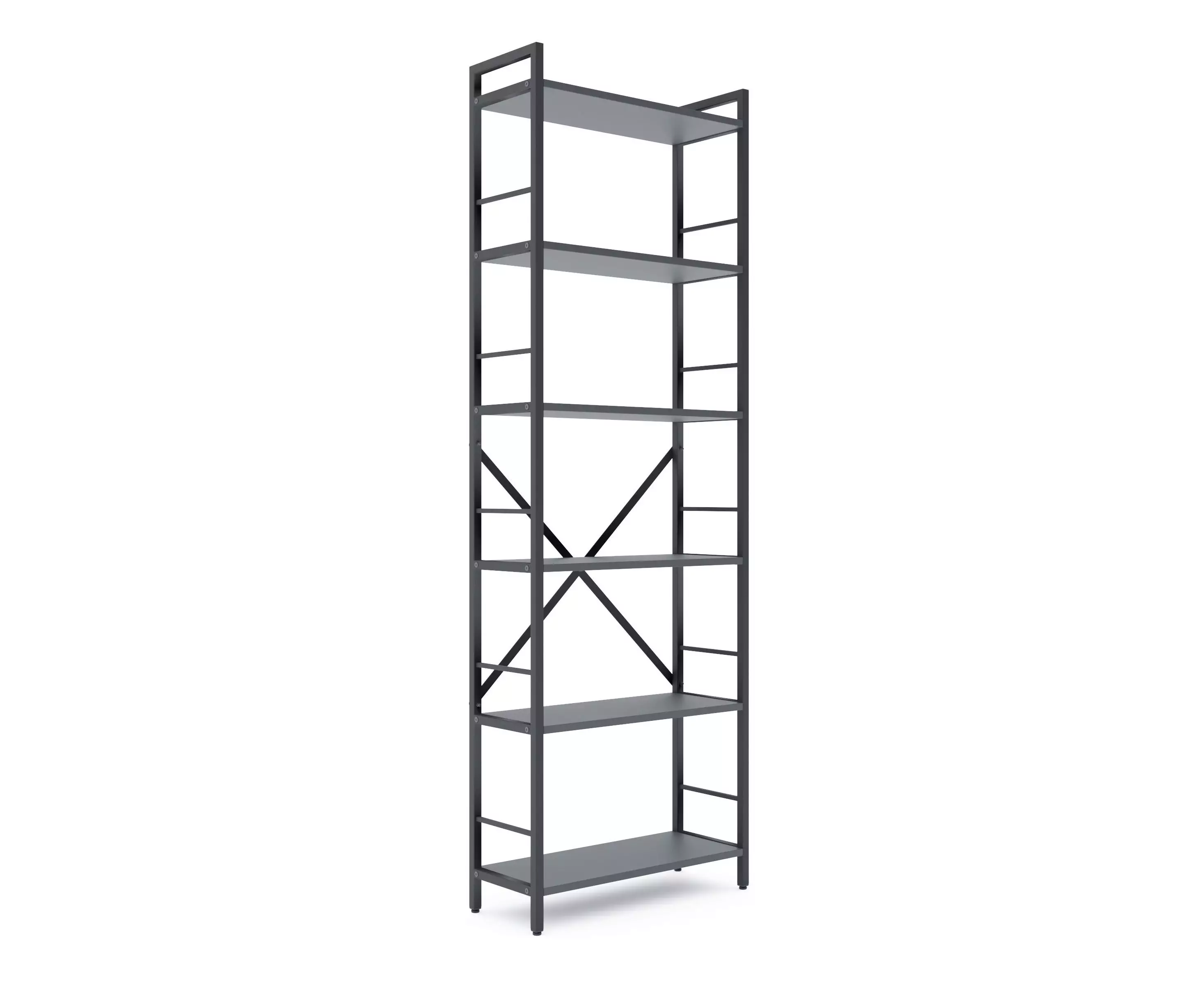 Rafturi pentru prosoape - Bibliotecă Nex Loft 1800x600x240 mm, 6 rafturi, PAL, Anthracite/Anthracite – eleganță industrială și durabilitate