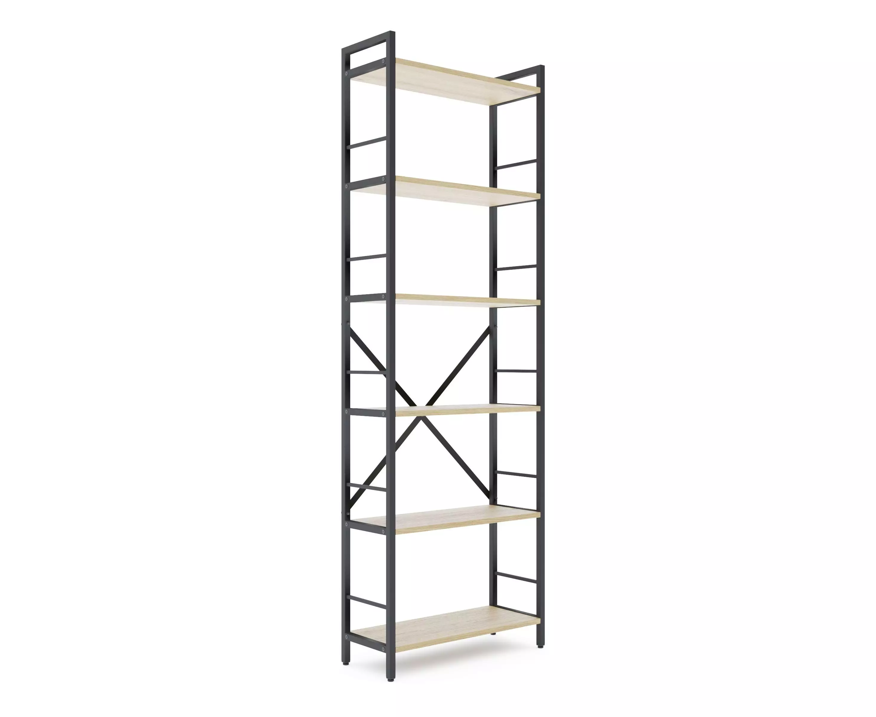 Rafturi pentru prosoape - Bibliotecă Nex Loft 1800x600x240 mm, 6 rafturi, PAL, Anthracite/Oak Artisan – eleganță industrială și funcționalitate