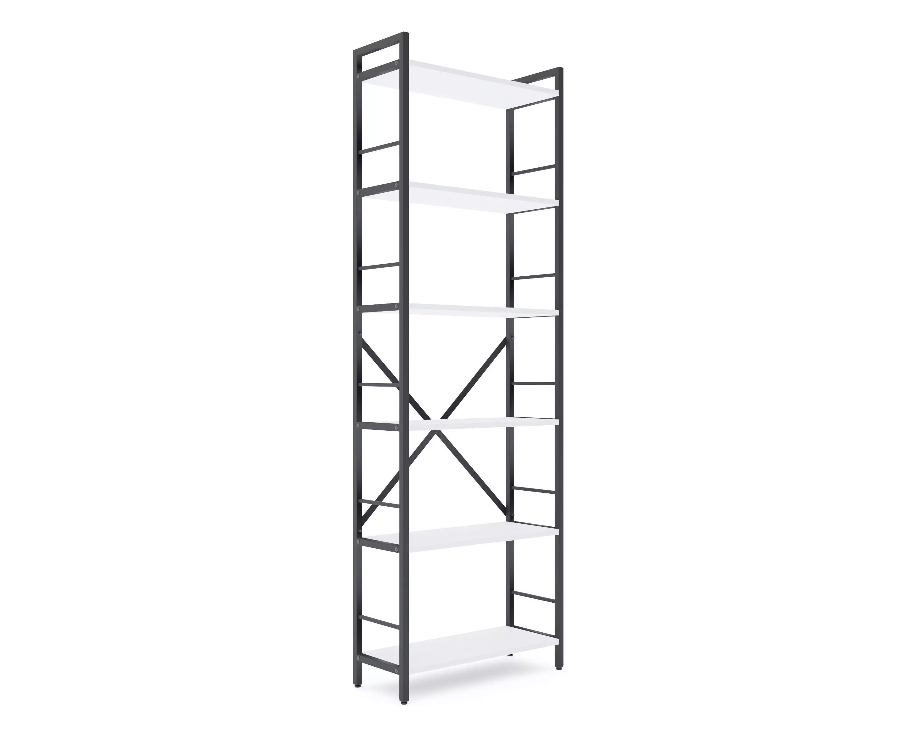 Rafturi pentru prosoape - Bibliotecă Nex Loft 1800x600x240 mm, 6 rafturi, PAL, Anthracite/White Snow – design modern și funcționalitate