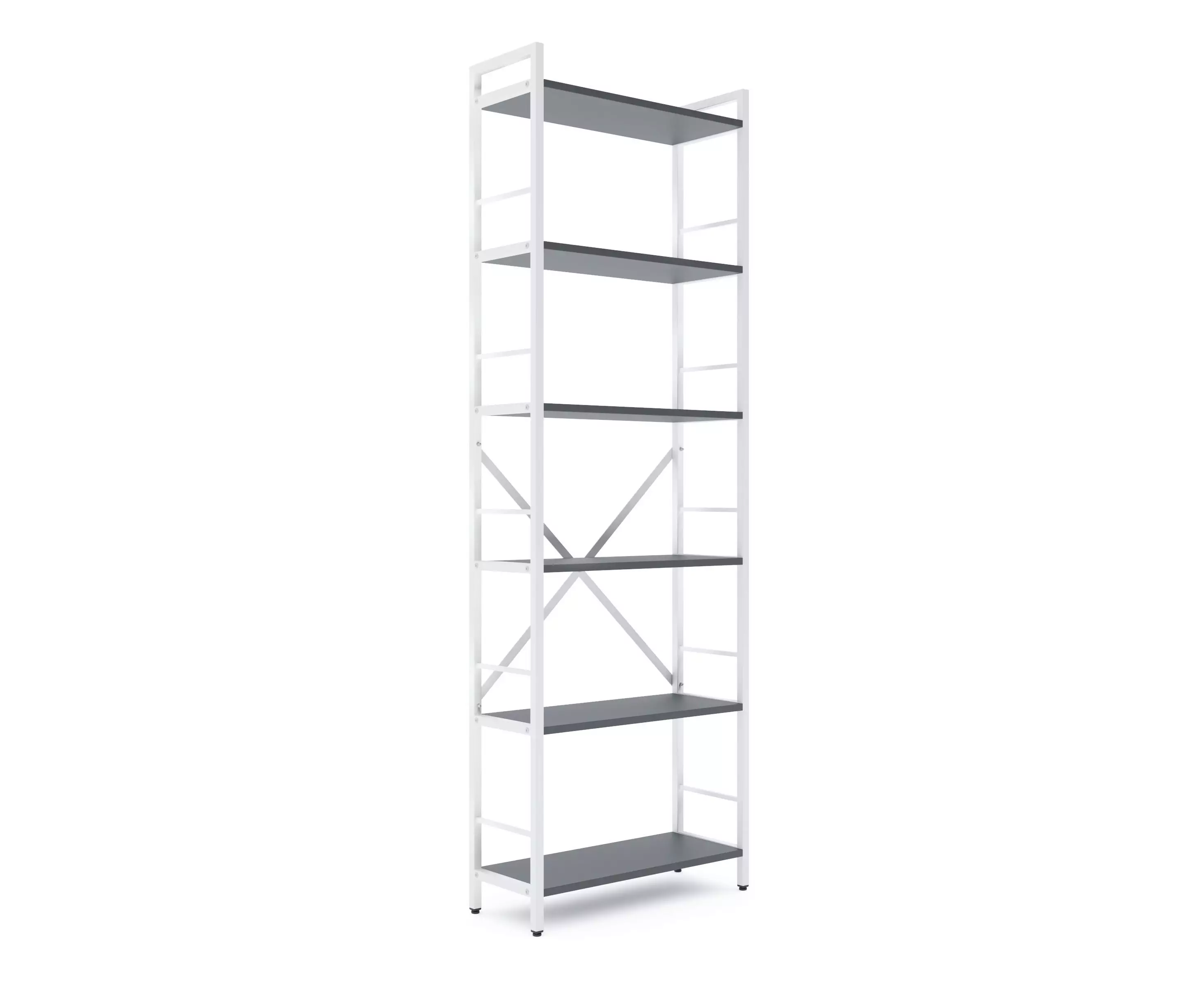 Rafturi pentru prosoape - Bibliotecă Nex Loft 1800x600x240 mm, 6 rafturi, PAL, White/Anthracite – eleganță modernă și rezistență