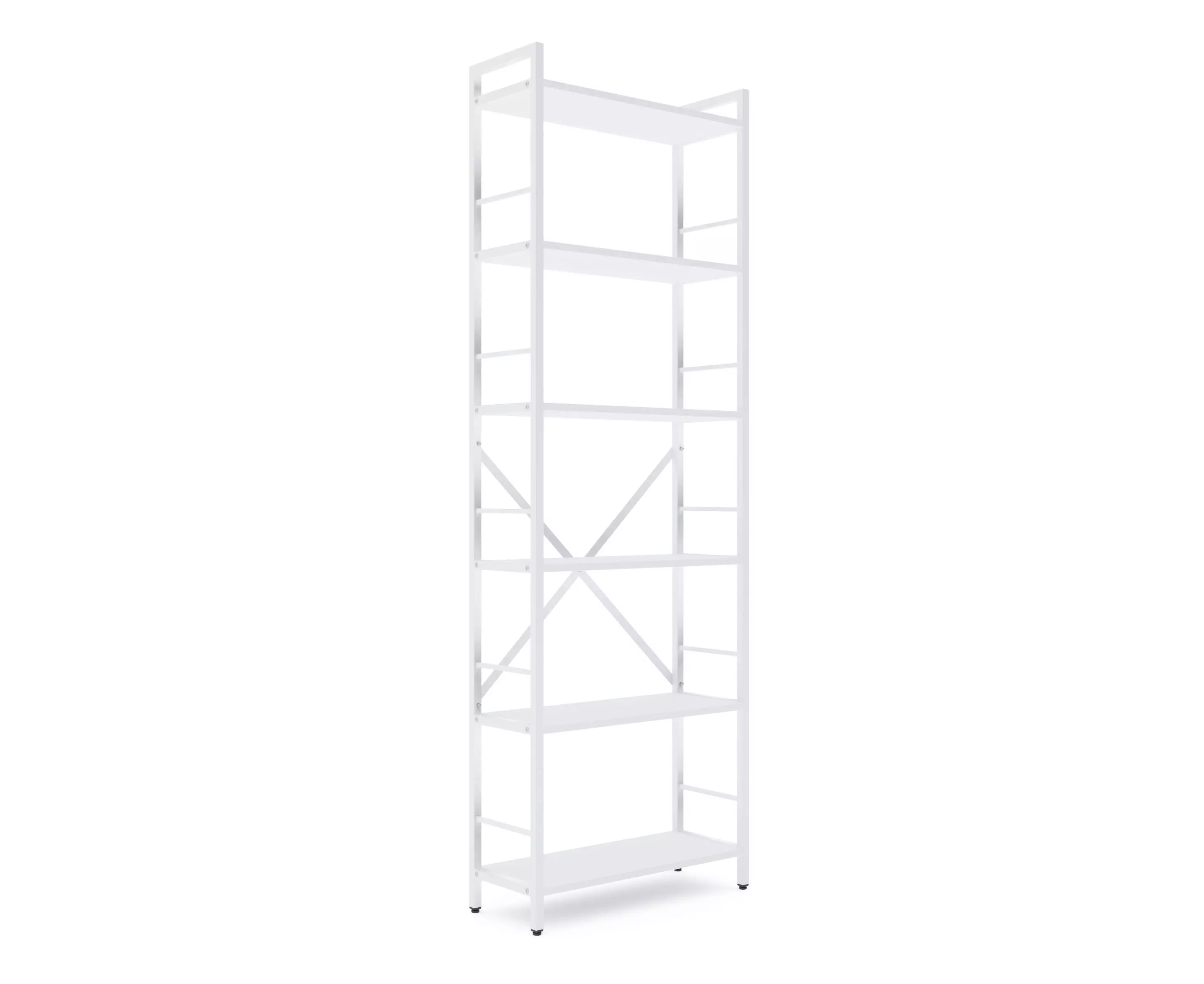 Rafturi pentru prosoape - Bibliotecă Nex Loft 1800x600x240 mm, 6 rafturi, PAL, White/White Snow – design modern și utilitate maximă