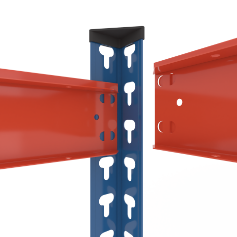 Прочный металлический стеллаж Nex Titan, 4 полки из МДФ, 1800x1400x600 мм, синий/оранжевый [2]