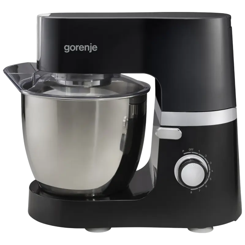 Roboti de bucatarie - Robot de bucătărie Gorenje MMC1500PS Negru – 1500 W + bol inox 7 L pentru blaturi perfecte și aluaturi ca la brutărie