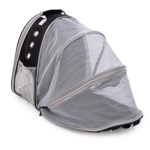 Rucsac pentru animale de companie cu fereastra din plastic, cu spate extensibil, buzunar lateral, Jumi, greutate maxima 6 kg, Gri [13]