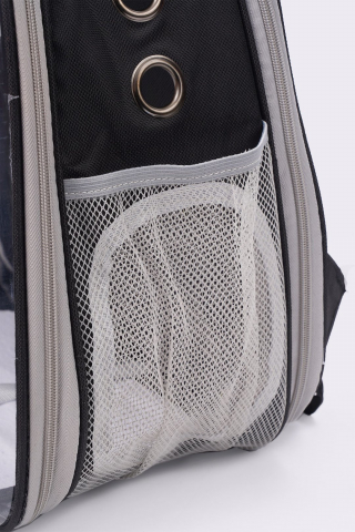 Rucsac pentru animale de companie cu fereastra din plastic, cu spate extensibil, buzunar lateral, Jumi, greutate maxima 6 kg, Gri [15]