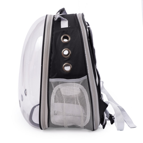Rucsac pentru animale de companie cu fereastra din plastic, cu spate extensibil, buzunar lateral, Jumi, greutate maxima 6 kg, Gri [7]