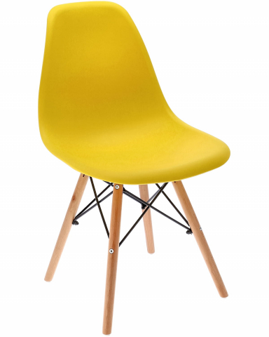 Mobilier - Scaun bucatarie, EVA, Jumi, polipropilena, lemn de fag, 81x46x52cm, Galben