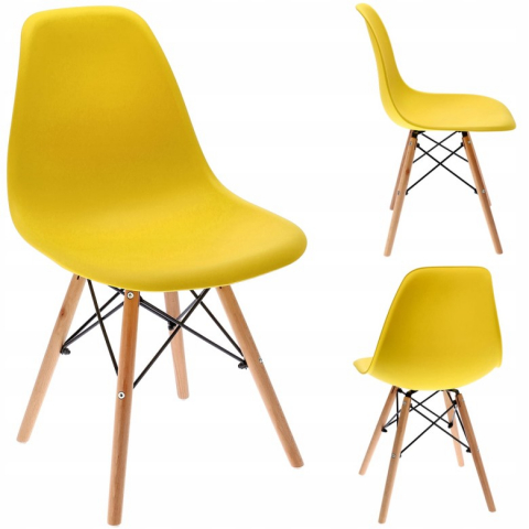 Scaun bucatarie, EVA, Jumi, polipropilena, lemn de fag, 81x46x52cm, Galben [6]