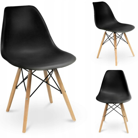 Scaun bucatarie, EVA, Jumi, polipropilena, lemn de fag, 81x46x52cm, Negru [2]