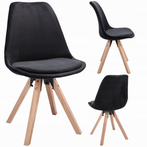 Scaun bucatarie/living, Saida, Jumi, catifea, lemn, 49x52x83 cm, Negru [1]