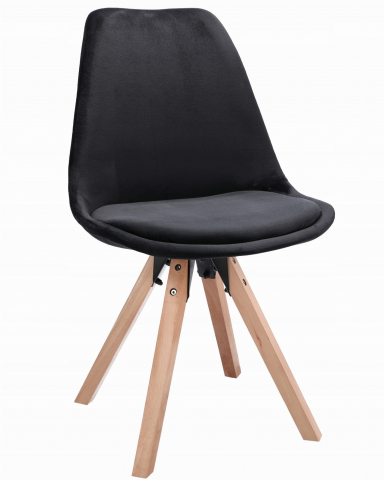 Mobilier - Scaun bucatarie/living, Saida, Jumi, catifea, lemn, 49x52x83 cm, Negru