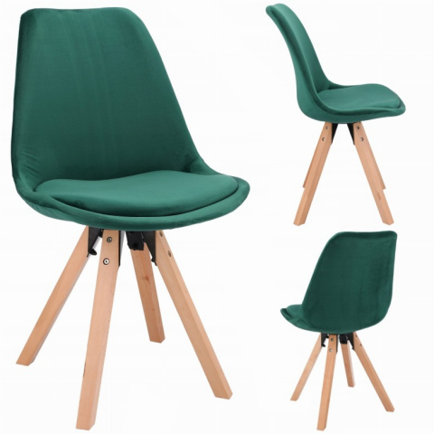 Scaun bucatarie/living, Saida, Jumi, catifea, lemn, 49x52x83 cm, Verde [1]