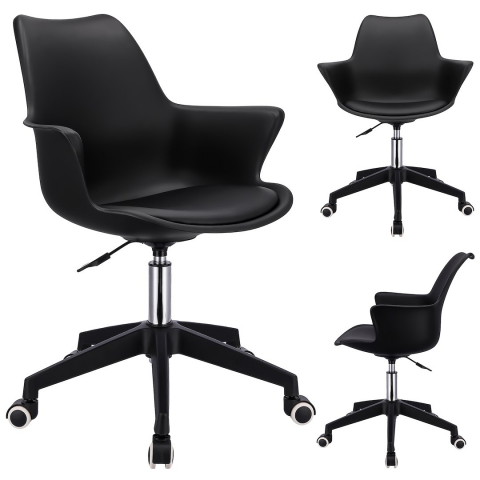 Scaun de birou cu roti Jumi, INEZ, 85x60x28cm, inaltime reglabila, Negru [3]