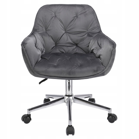 Scaun de birou cu roti Jumi, LARGOCM, 87x60x62cm, catifea, inaltime reglabila, Gri [5]