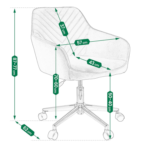 Scaun de birou cu roti Jumi, NAPOLI, 87x57x62cm, inaltime reglabila, Gri [7]