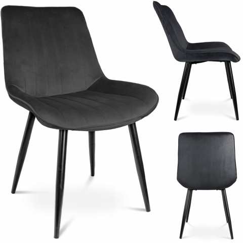 Scaune de bucatarie - Scaun de bucătărie/living Jumi VIVA, Catifea, Negru – Stil și Eleganță