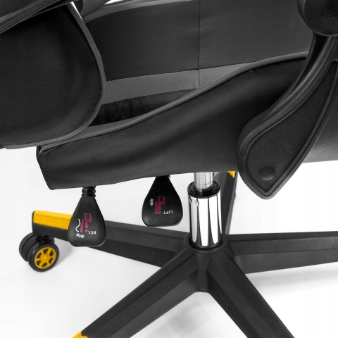 Scaun gaming Jumi ARAGON, cu covoraș, Negru/Galben/Gri – Ergonomie și Stil pentru Gaming [6]