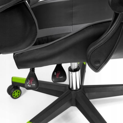 Scaun gaming Jumi ARAGON, cu covoraș, Negru/Verde/Gri – Confort și Design Ergonomic [4]