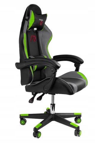 Scaun gaming Jumi ARAGON, cu covoraș, Negru/Verde/Gri – Confort și Design Ergonomic [8]