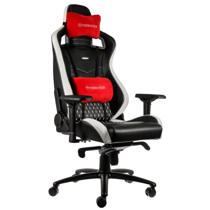 Fotolii - Scaun Gaming Noble Epic NBL-RL-EPC Black/Red/White Real Leather,  Max load 120kg / height 165-180cm
