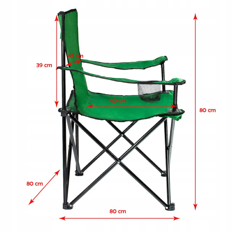 Складной стул для рыбалки, кемпинга и сада Jumi с подстаканником, компактный, 80x50x84 см, зеленый [5]