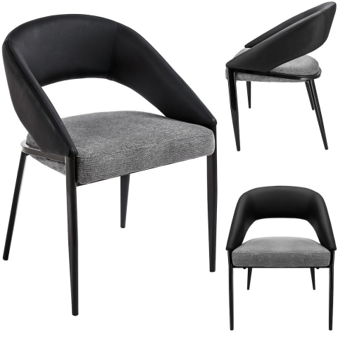 Scaun premium Jumi, BERGAMO, 80x50x65cm, picioare din metal, Negru/gri [4]
