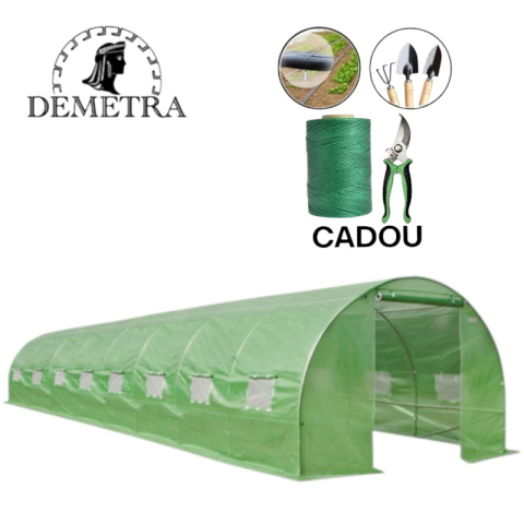 Sere - Seră de grădină Demetra 8×3×2.25 m (24 m²) – Model PREMIUM cu înălțime mărită + CADOU COMPLET pentru grădinărit
