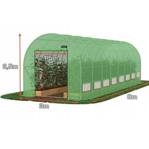 Capace din sticla - Seră Profesionistă 8×3×2.5 m – Suprafață gigantică + înălțime maximă pentru producție de elită