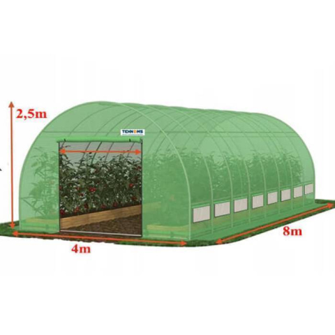 Capace din sticla - Seră Profesionistă 8×4×2.5 m – Modelul de top cu țeavă Ø32 mm și folie 240 g/m² pentru producție intensivă