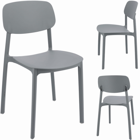 Scaune și fotolii de grădină - Set 3 scaune terasă Jumi LARA, plastic gri – Eleganță modernă și confort zilnic