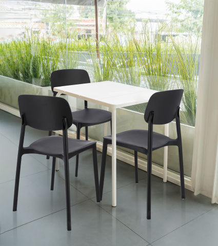 Set 3 scaune terasă Jumi LARA, plastic negru – Design modern și confort pentru orice spațiu [2]