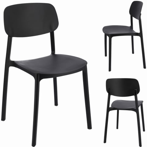 Scaune și fotolii de grădină - Set 3 scaune terasă Jumi LARA, plastic negru – Design modern și confort pentru orice spațiu