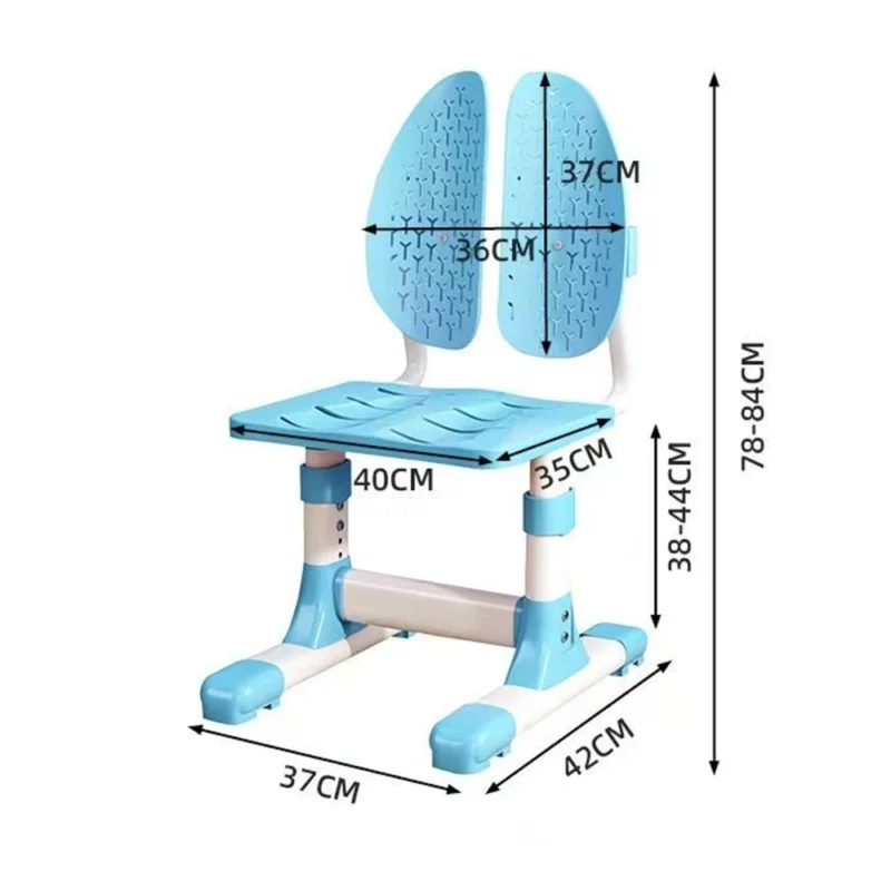 Set birou pentru copii cu scaun reglabil și rafturi pentru cărți, 80×54 cm, Albastru [2]
