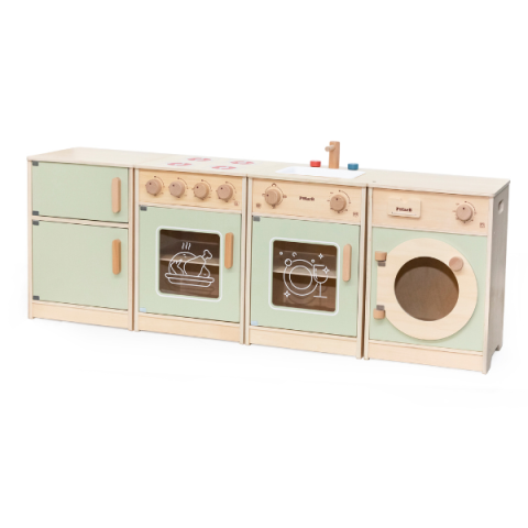 Mobilier de jucărie - Set de bucătărie din lemn pentru copii PolarB & VIGA – verde pastel