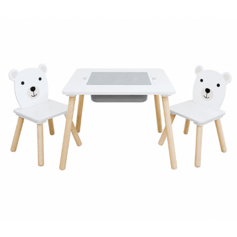 Mese in set cu scaune - Set măsuță și 2 scaune pentru copii „Bear”, U-Grow (Blat 2-în-1)