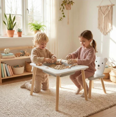 Set măsuță și 2 scaune pentru copii „Bear”, U-Grow (Blat 2-în-1) [1]